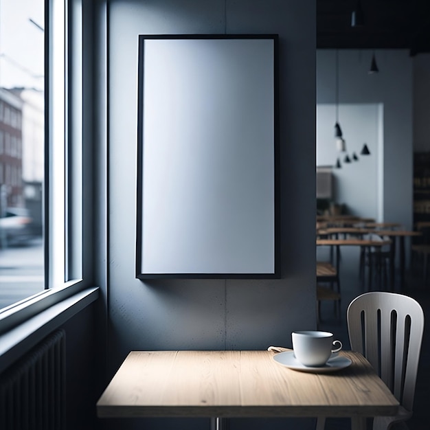 コーヒー ショップの空白のポスター モックアップ ストック写真