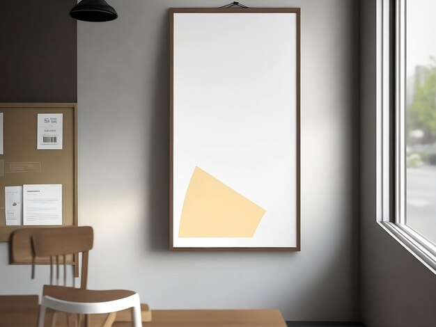 Blank poster mockup on coffee shop stock photo