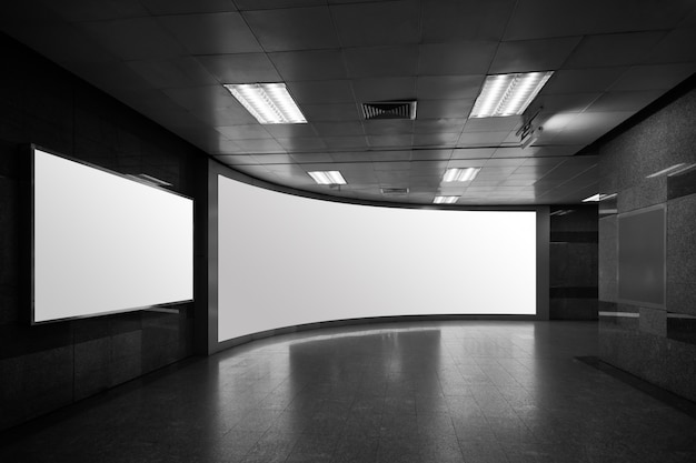 Blank poster mockup in metro station