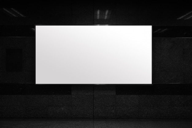 Blank poster mockup in metro station