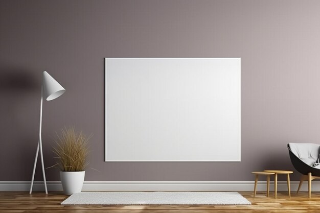 Blank poster on the wall in living room