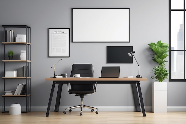 Blank poster on the wall in modern office