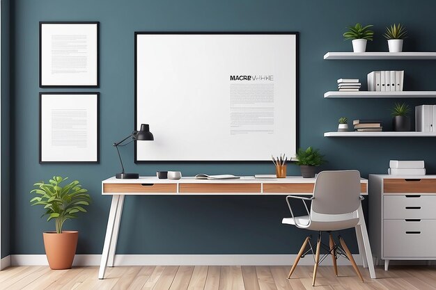 Blank poster on the wall in modern office