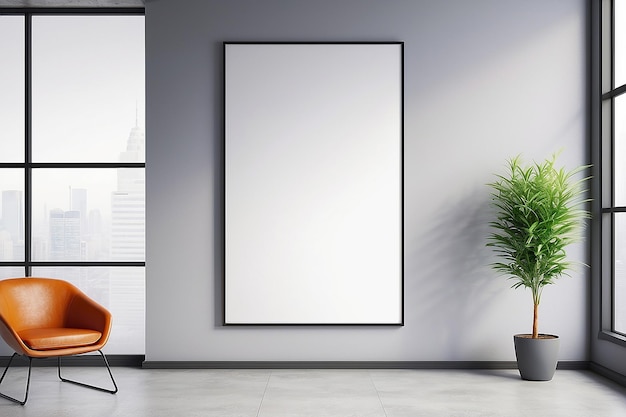 Blank poster on the wall in modern office