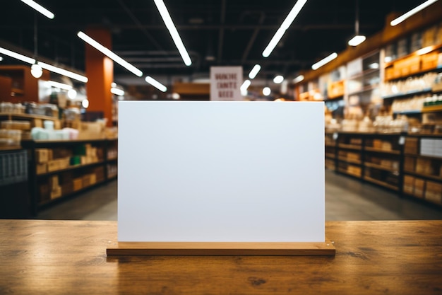 Photo blank price board mock up advertising board in supermarket or restaurant