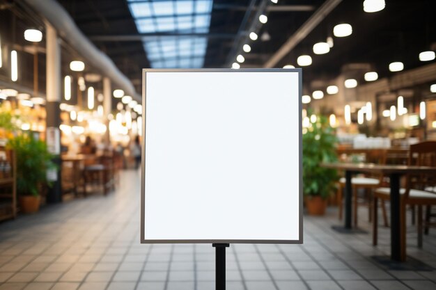 Foto scheda dei prezzi vuota scheda pubblicitaria in supermercato o ristorante.