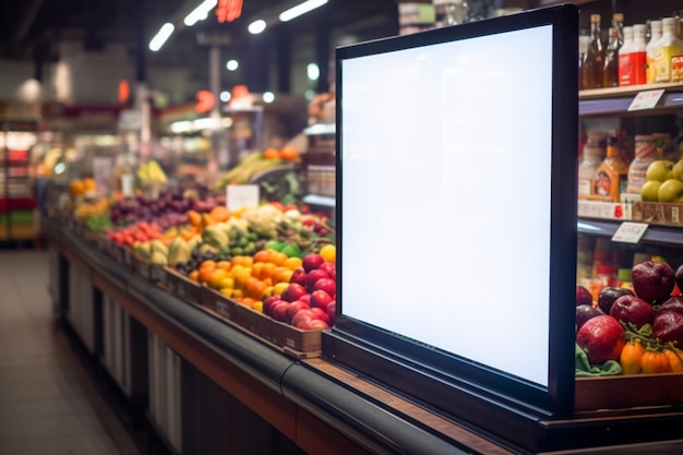 Blank price board Mock up advertising board in supermarket or restaurant