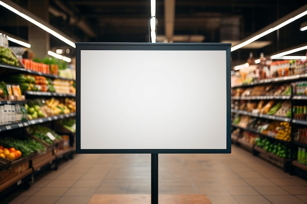 Photo blank price board mock up advertising board in supermarket or restaurant