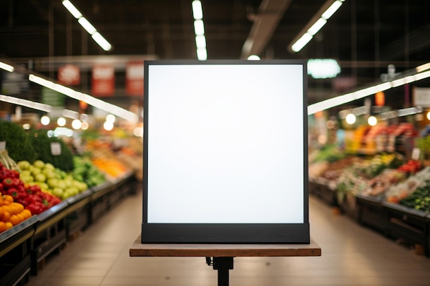 Blank prijstafel Mock-up reclametafel in een supermarkt of restaurant