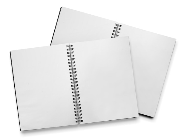 Photo blank realistic spiral notebook isolated on white background