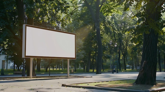 Foto blank reclame billboard mockup stedelijk leven in de buurt van park gebied sjabloon voor ontwerp lar generatieve ai