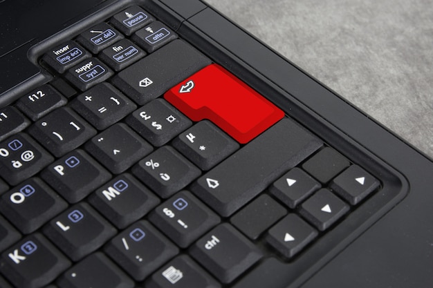 Photo blank red button on the keyboard close-up