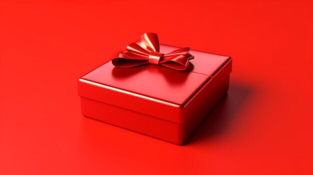 Blank red gift box product display showcase or exhibition Ai Generative