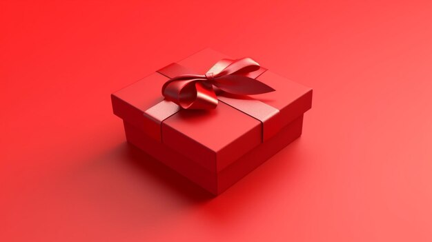 Blank red gift box product display showcase or exhibition Ai Generative