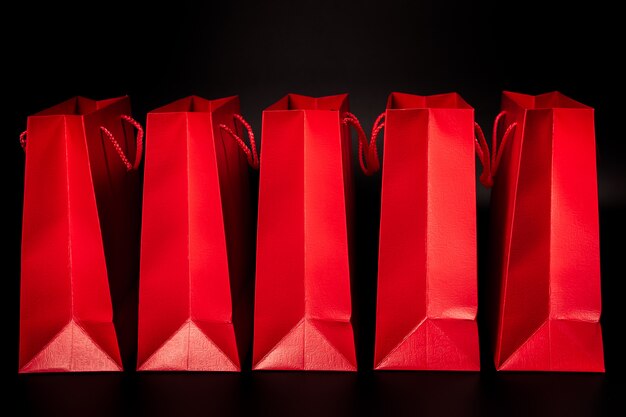 Blank Red Paper Shopping Bag With Black background