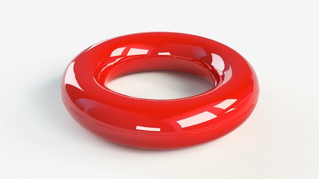 Photo blank red pool ring isolated on white background