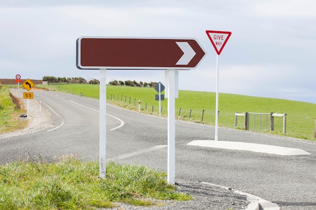 Blank right direction road sign