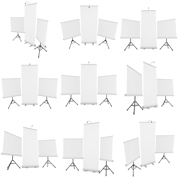 Blank Roll Up Expo Banner Stand Group Set