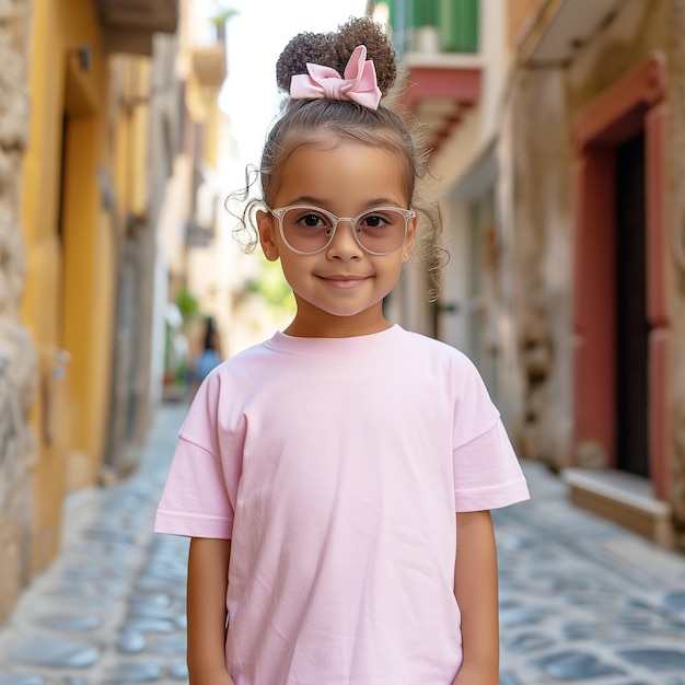 Blank roze T-shirt mockup peuter meisje