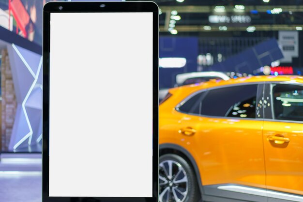 Photo blank screen in car showroom