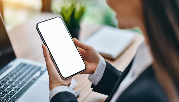 blank screen cell phone mockup symbolizing modern technology connectivity and workplace efficienc