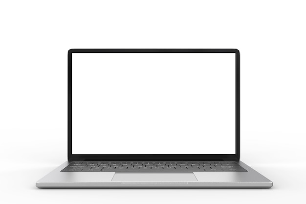 Blank screen computer notebook on white background