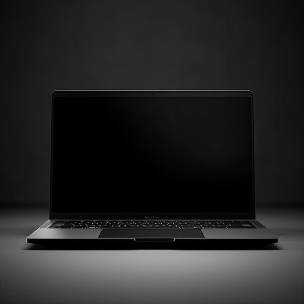 Blank screen in elegant black laptop