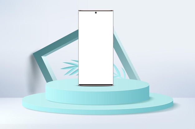 表彰台の背景に空白の画面スマートフォン