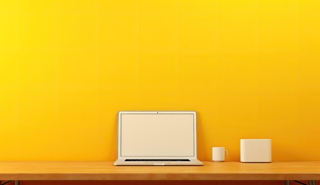 The blank screen behind a yellow wall