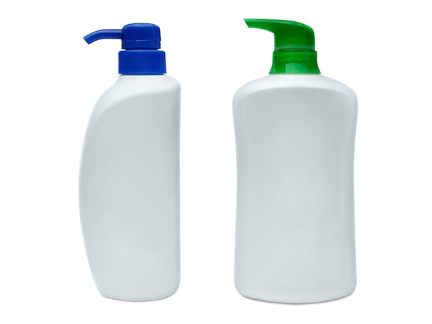 Blank shampoo bottle on white isolated background