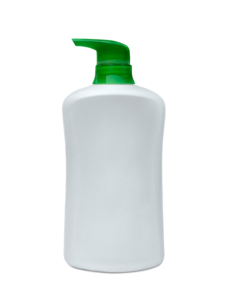 Blank shampoo bottle on white isolated background