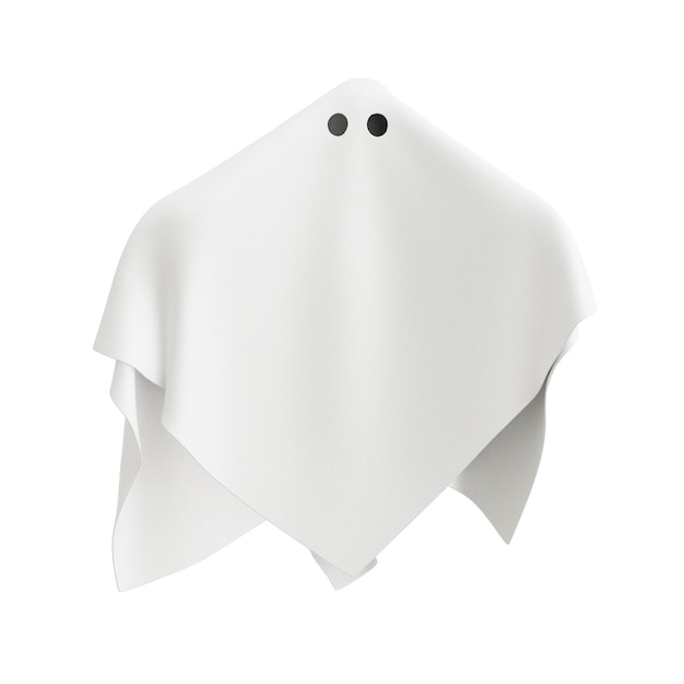 Photo a blank sheet ghost image isolated on a white background