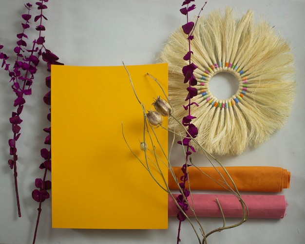 a blank sheet of paper against a background of flowers