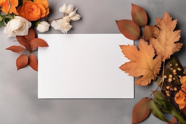 A blank sheet of paper with leaves and a note on it