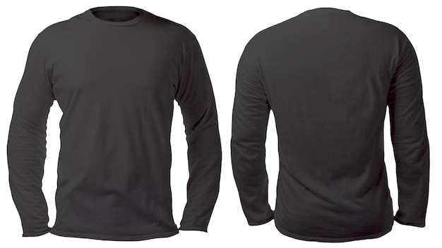 Foto blank shirt met lange mouwen mock-up sjabloon voor-achterweergave plain black tshirt mock-up