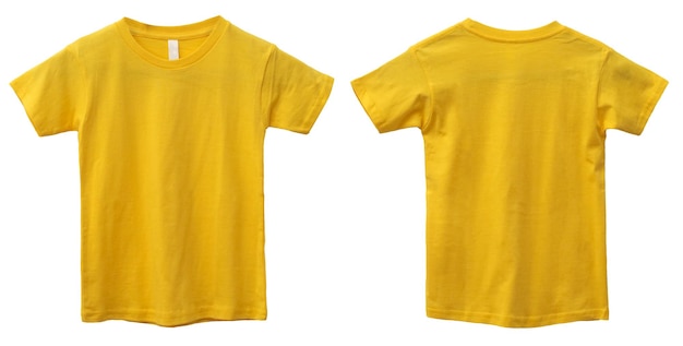 Blank shirt mock up template front and back view plain yellow tshirt Tee tshirt design mockup