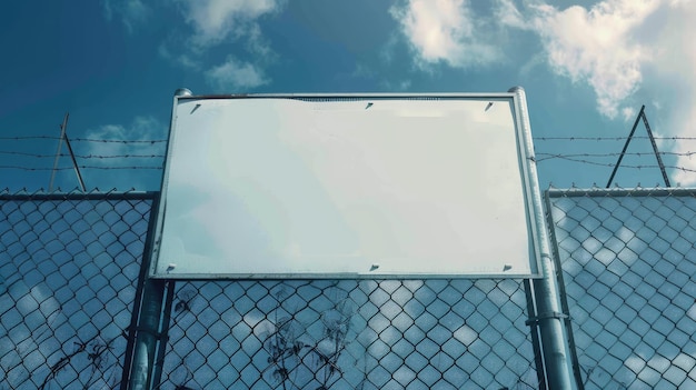 Blank sign on fence Generative AI