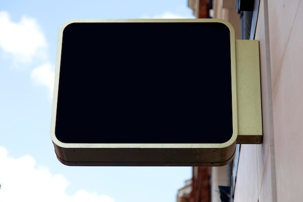 Blank sign outside a shop or restaurant with copy space