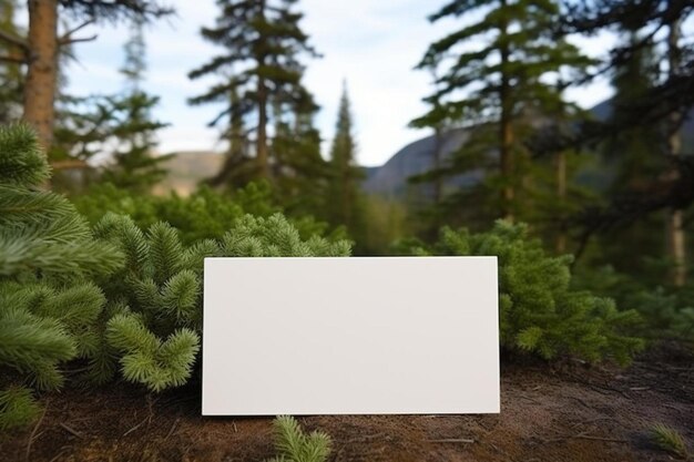 Foto un segno bianco seduto nel mezzo di una foresta