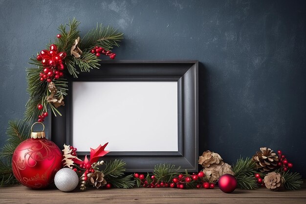 Blank sign with christmas decorations