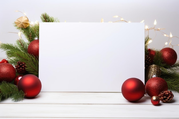 Blank sign with christmas decorations