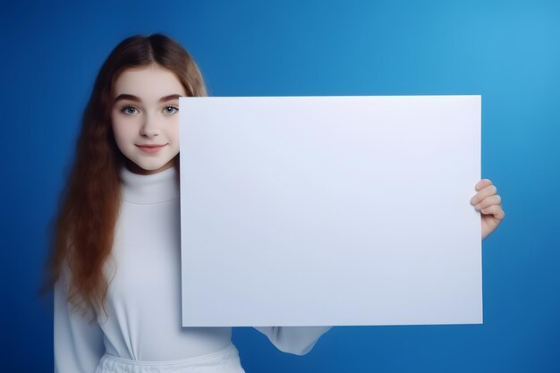 Blank Sign Woman Een boeiende voorraadafbeelding met een vleugje generatieve Magische AI