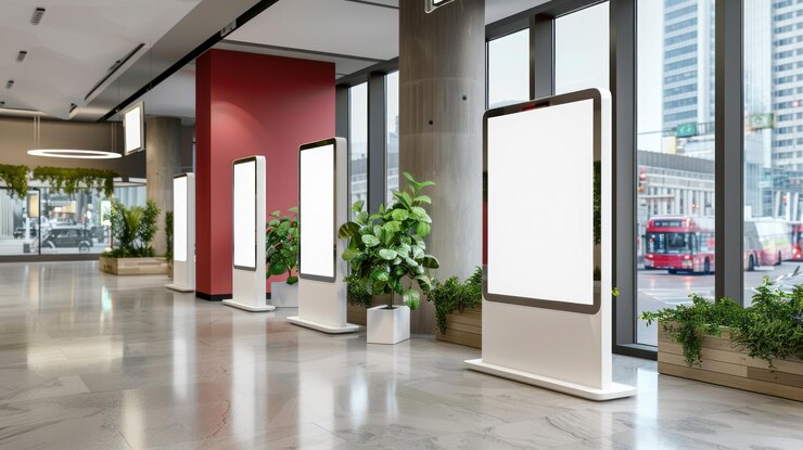 Blank Signage in Modern Lobby