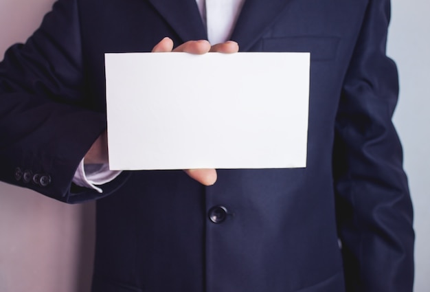 Blank signboard and businessman