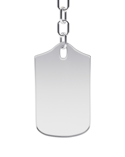 Blank silver key chain on white