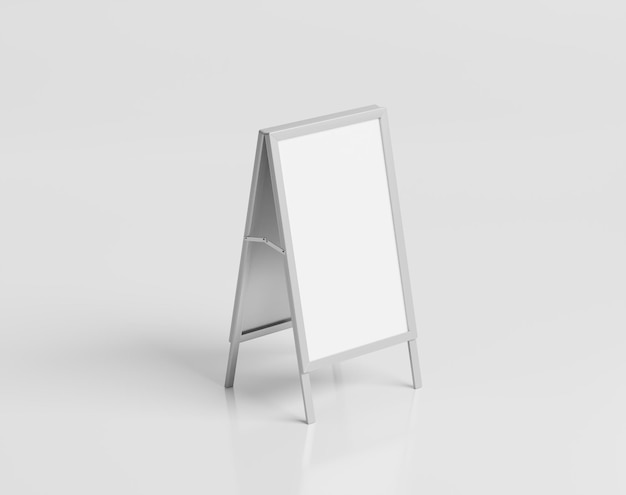 Blank silver metallic stand board on the empty background chalkboard menu sign outdoor avbertisin