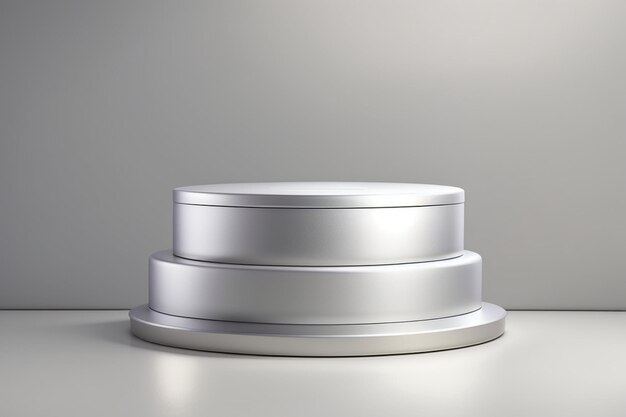 Photo blank silver podium mockup created with ai