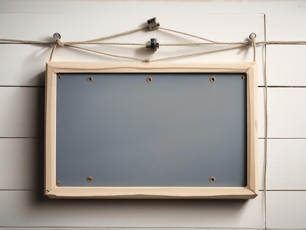 Foto blank slate sign board met string geïsoleerd op white versatile messaging