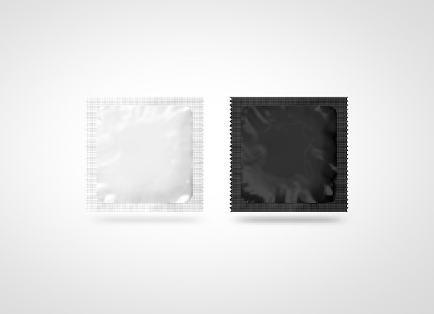 Blank small packet design mockup, black white