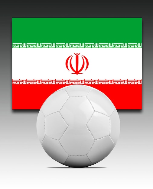 Pallone da calcio in bianco con la bandiera della squadra nazionale dell'iran